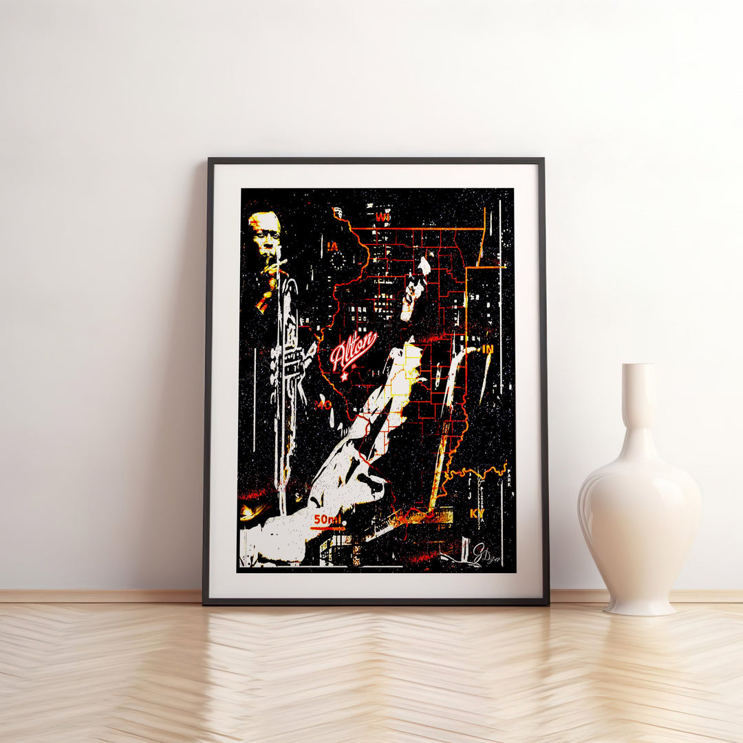 Miles Davis Music Wall Art Canvas Print Front View Matted
