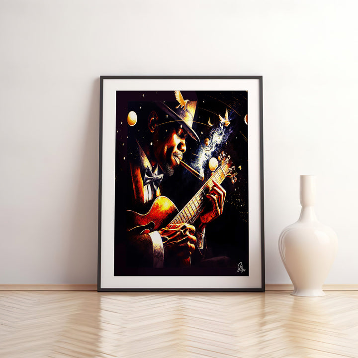 Norman Brown Music Wall Art Canvas Print Front View Matted