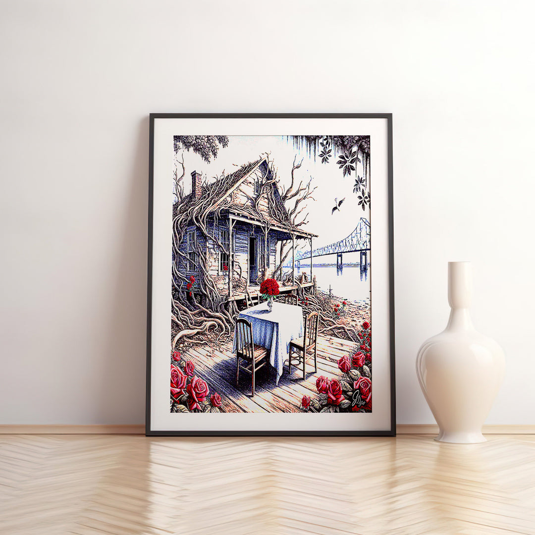 Pointe Coupee Landscape Wall Art Canvas Print Front View Matted