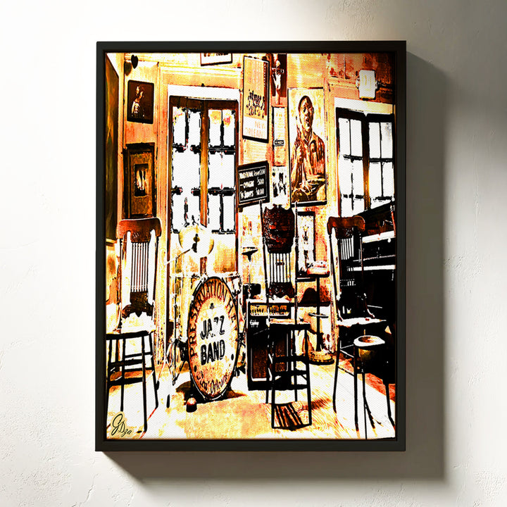 Preservation Hall Series 1 New Orleans Wall Art Canvas Print Front View Floating Frame