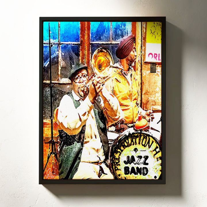 Preservation Hall Series 2 New Orleans Wall Art Canvas Print Front View Floating Frame