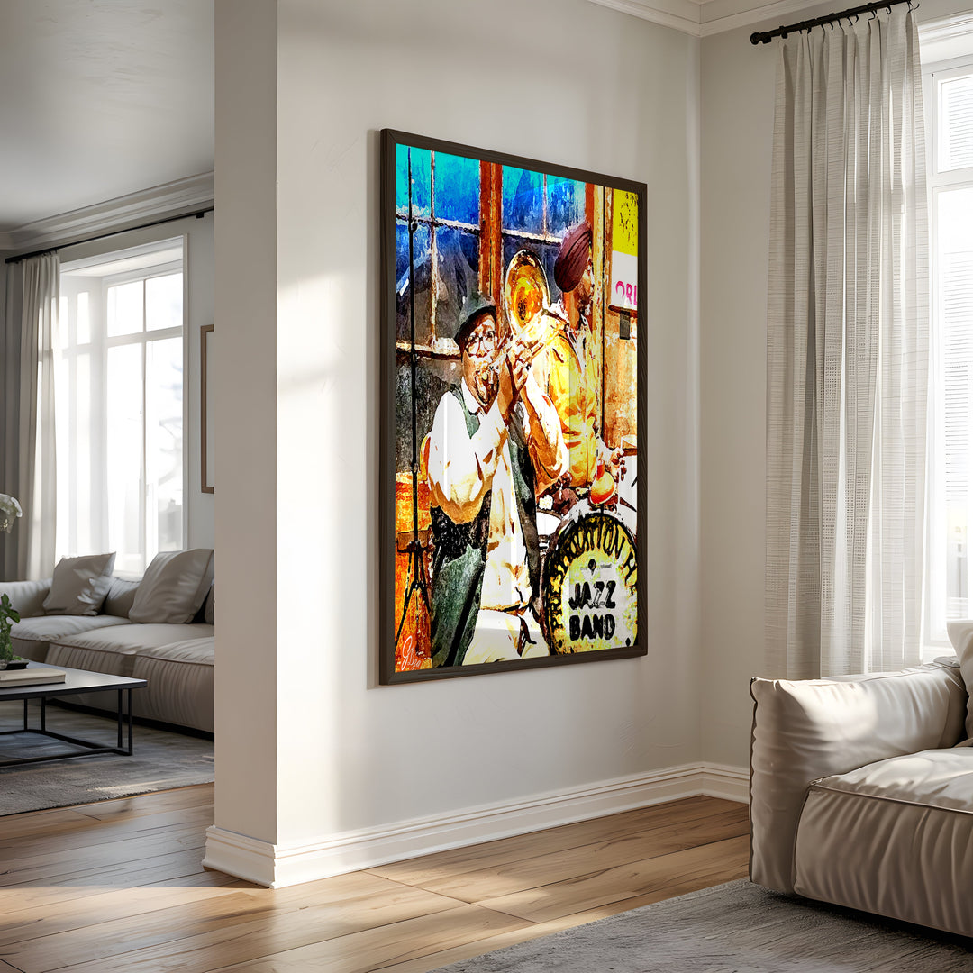 Preservation Hall Series 2 New Orleans Wall Art Canvas Print Side View Black Frame