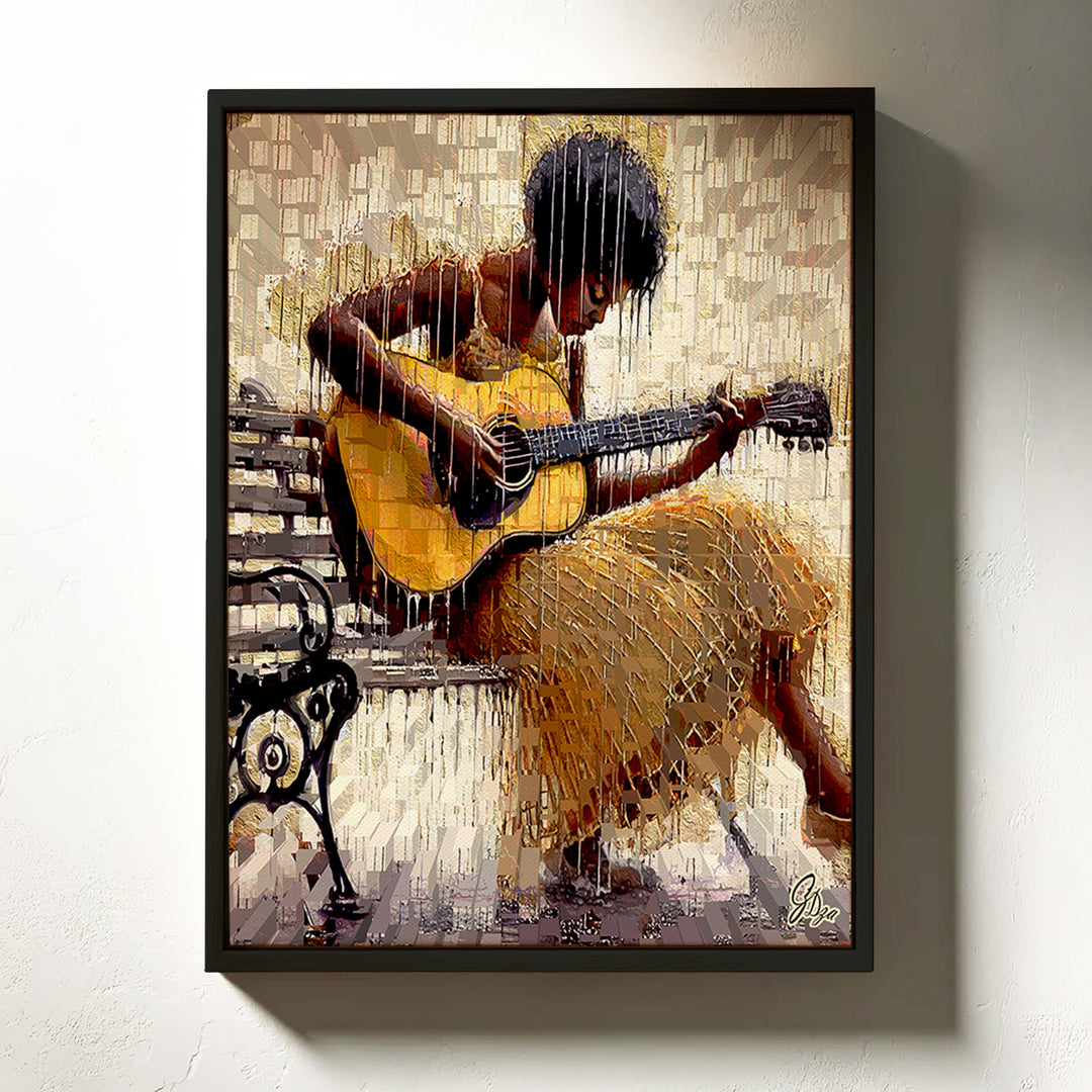 Rainy Day and Sunny Music Wall Art Canvas Print Front View Floating Frame
