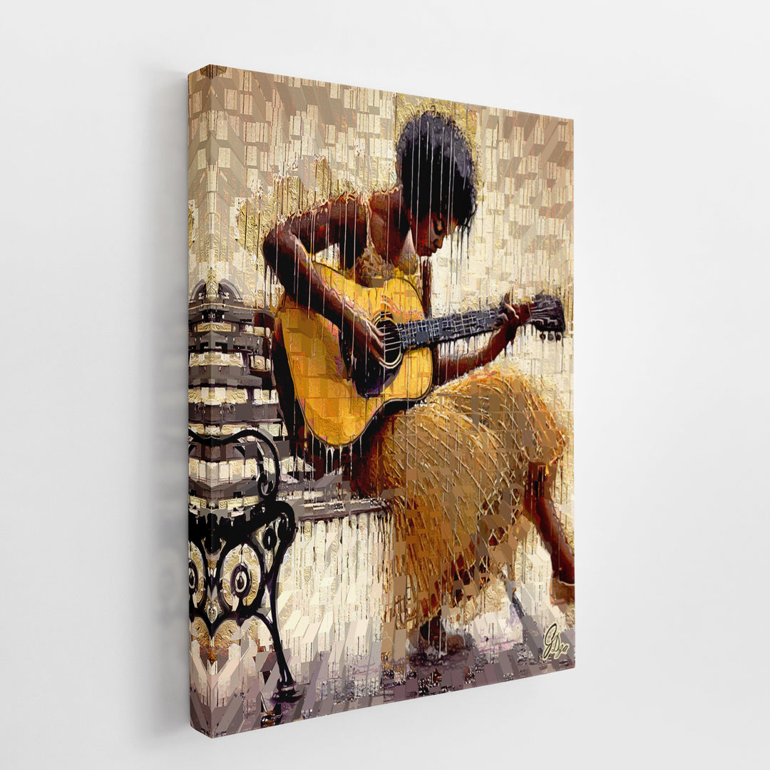 Rainy Day and Sunny Music Wall Art Canvas Print Side View Wrapped