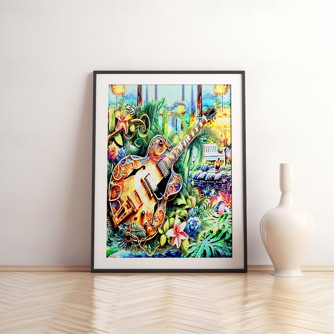 Rhythm in the Garden Music Wall Art Canvas Print Front View Matted