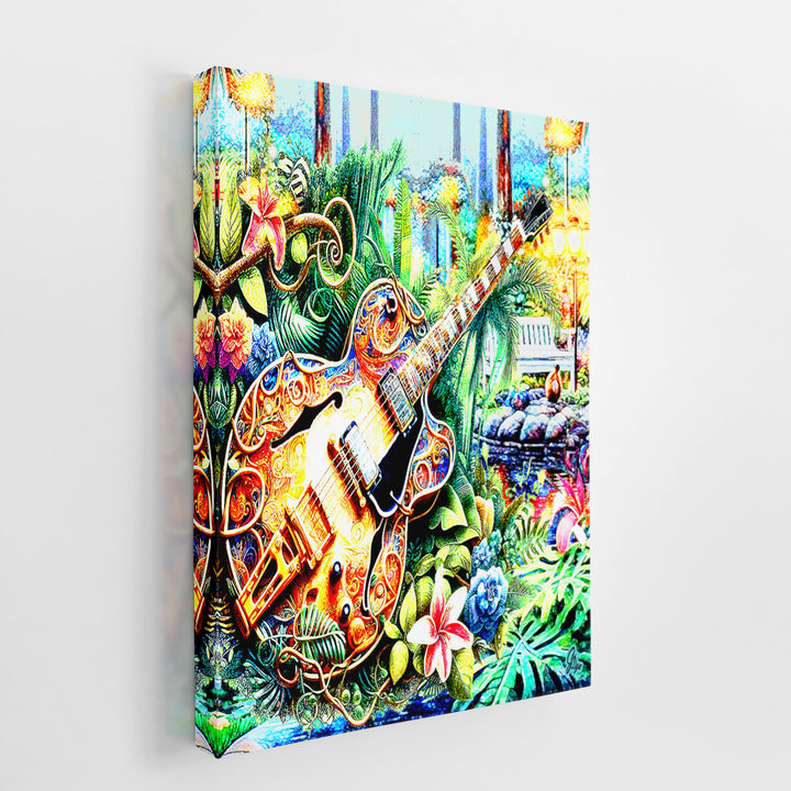 Rhythm in the Garden Music Wall Art Canvas Print Side View Wrapped