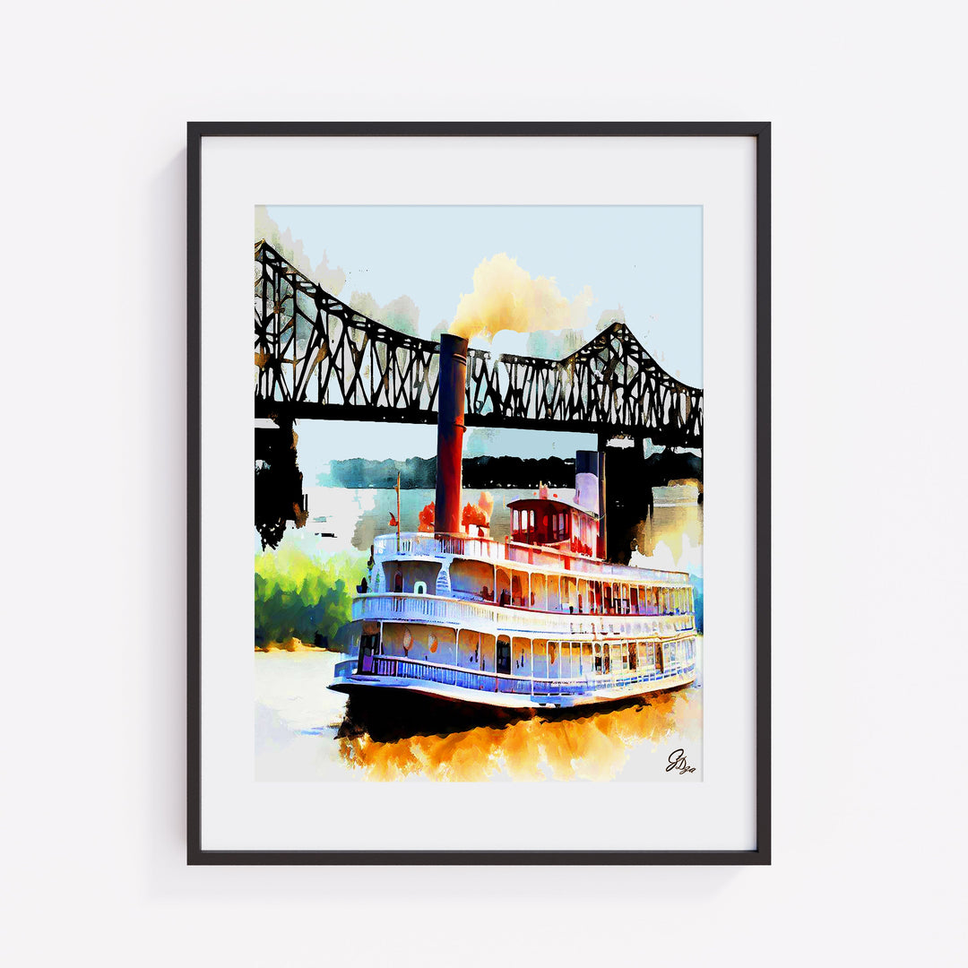 River Steamboat Nautical Wall Art Canvas Print Front View