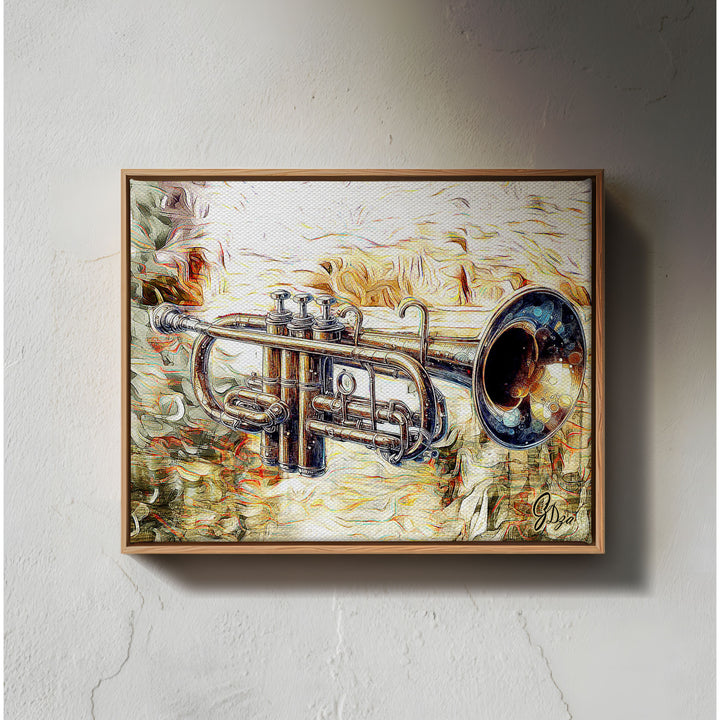 Silk Trumpet Music Wall Art Canvas Print Front View Floating Frame