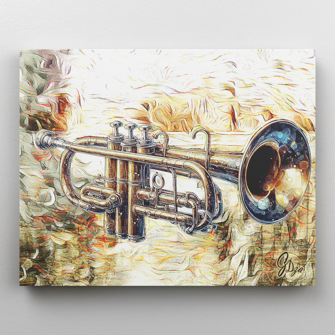 Silk Trumpet Music Wall Art Canvas Print Front View Wrapped