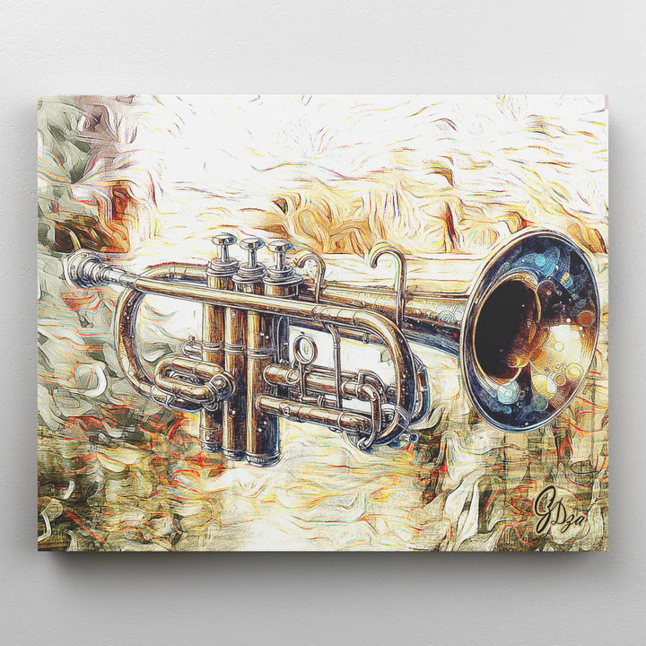 Silk Trumpet Music Wall Art Canvas Print Front View Wrapped