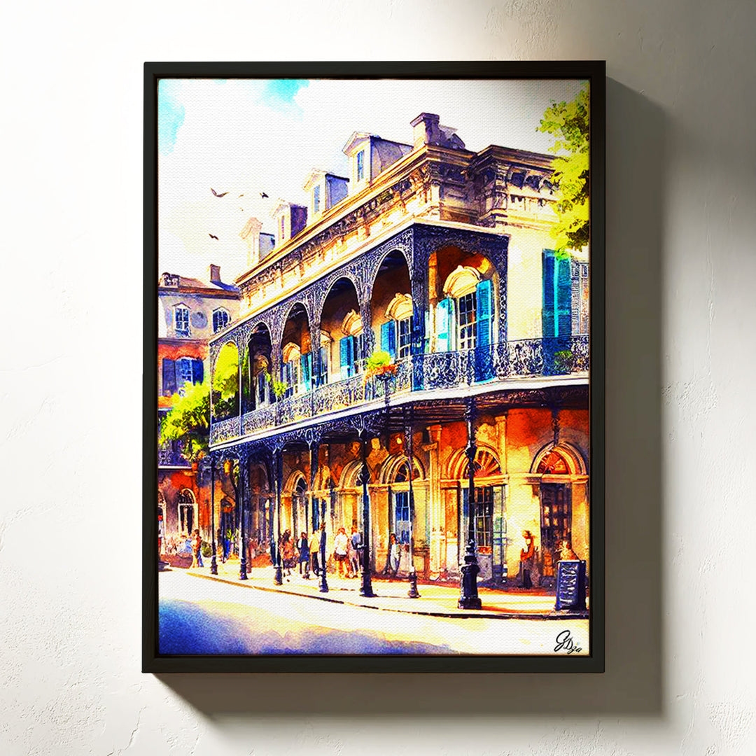 St. Charles Street New Orleans Wall Art Canvas Print Front View Floating Frame