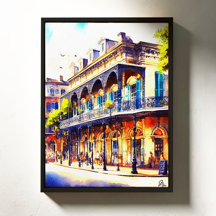 St. Charles Street New Orleans Wall Art Canvas Print Front View Floating Frame
