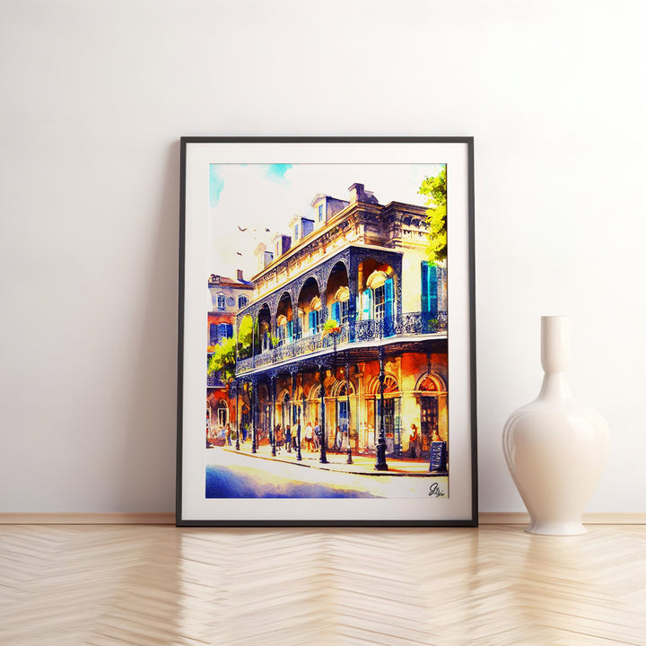St. Charles Street New Orleans Wall Art Canvas Print Front View Matted