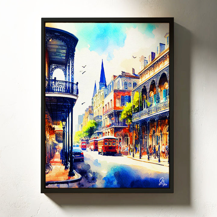 St. Charles Way New Orleans Wall Art Canvas Print Front View Floating Frame