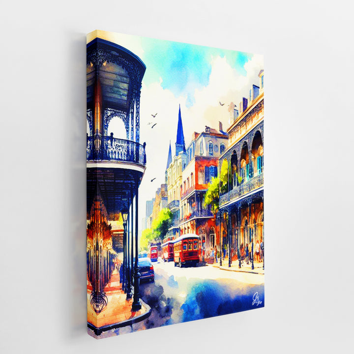 St Charles Way New Orleans Wall Art Canvas Print Side View Wrapped
