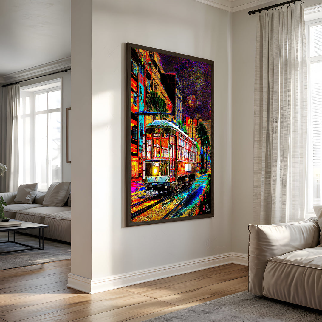 Streetcar Named Desire New Orleans Wall Art Canvas Print Side View Black Frame