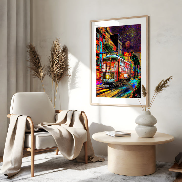 Streetcar Named Desire New Orleans Wall Art Canvas Print Side View Gold Frame