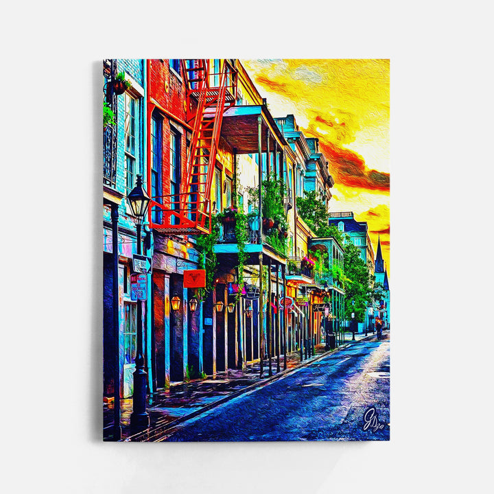 Sunset in the French Quarters New Orleans Wall Art Canvas Print Front View Wrapped