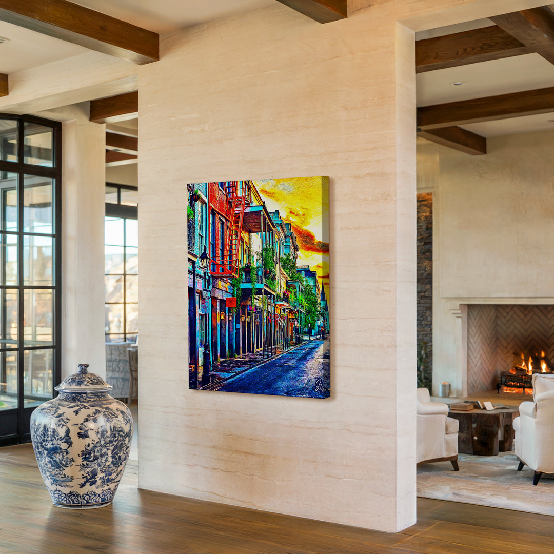 Sunset in the French Quarters New Orleans Wall Art Canvas Print Side View Gallery Wrapped