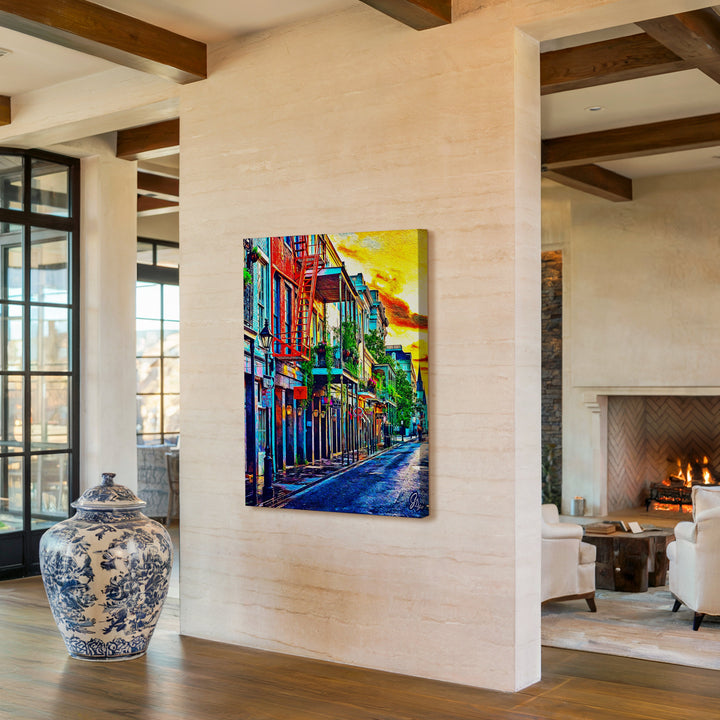 Sunset in the French Quarters New Orleans Wall Art Canvas Print Side View Gallery Wrapped