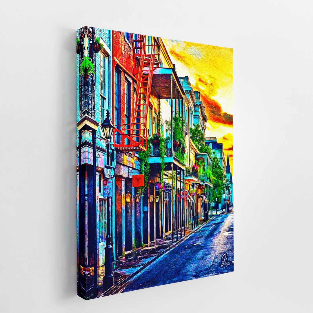 Sunset in the French Quarters New Orleans Wall Art Canvas Print Side View Wrapped