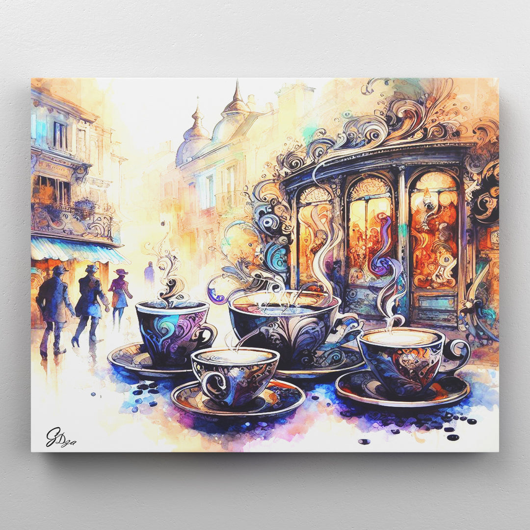 Tea Cups Series 2 Kitchen Wall Art Canvas Print Front View wrapped