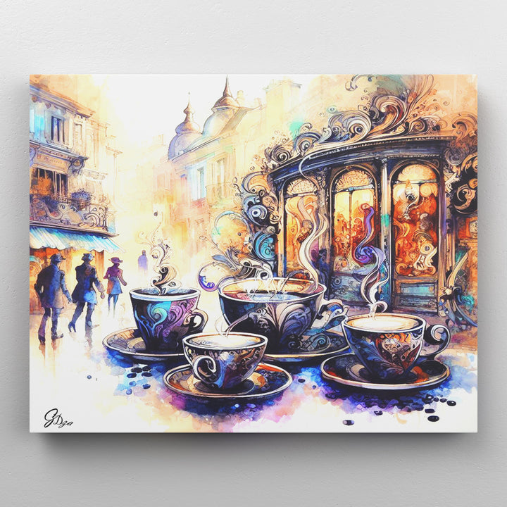 Tea Cups Series 2 Kitchen Wall Art Canvas Print Front View wrapped