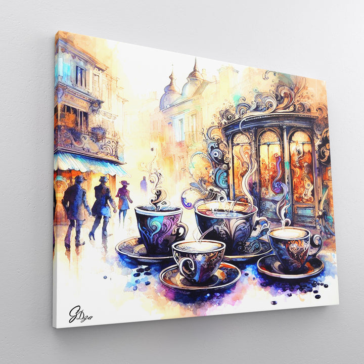 Tea Cups Series 2 Kitchen Wall Art Canvas Print Side View Wrapped