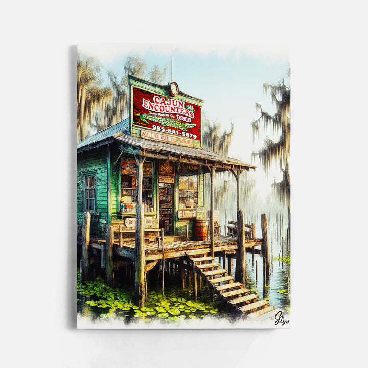 The Cajun Encounters Landscape Wall Art Canvas Print Front View Wrapped