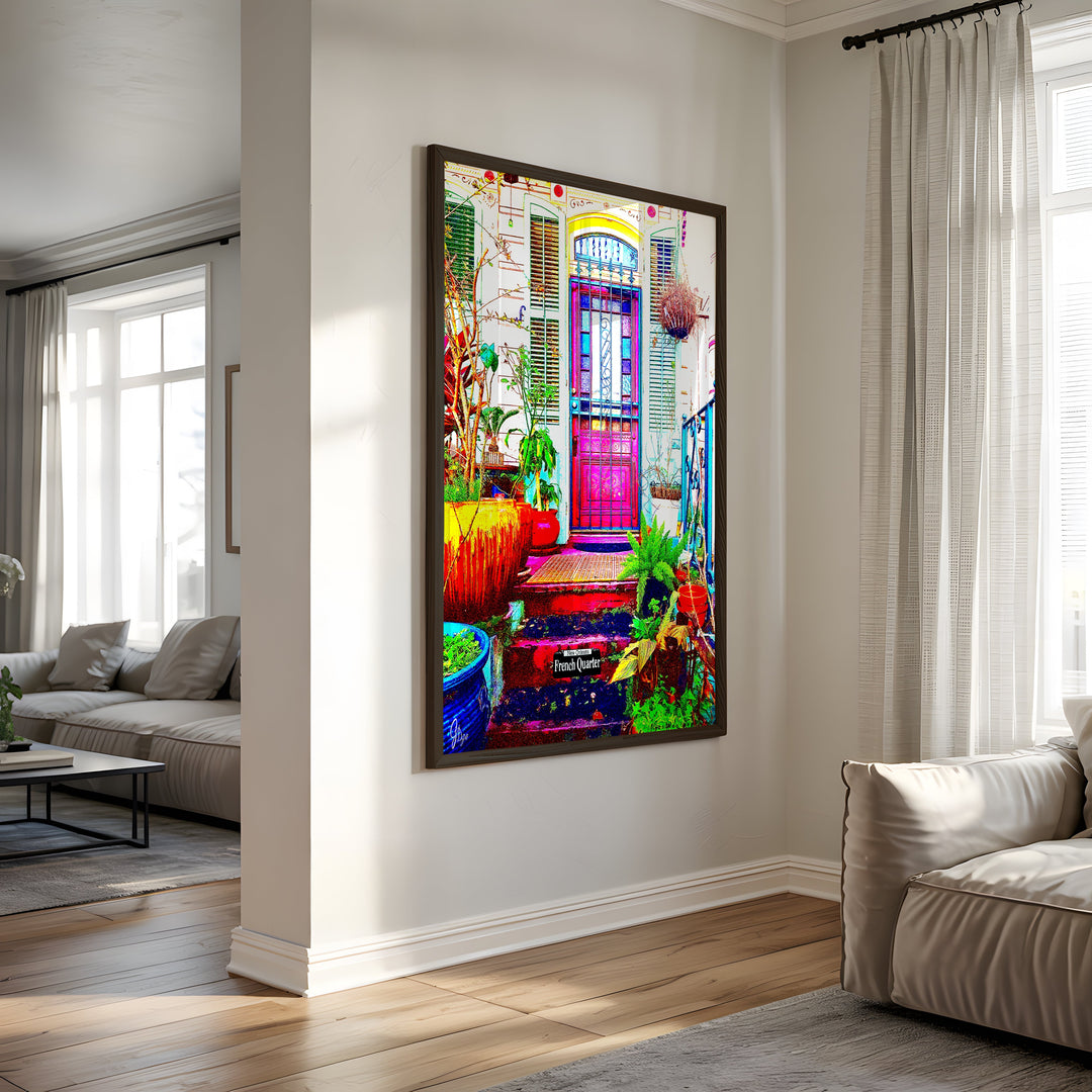 The Residence New Orleans Wall Art Canvas Print Side View Black Frame