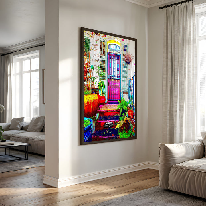The Residence New Orleans Wall Art Canvas Print Side View Black Frame