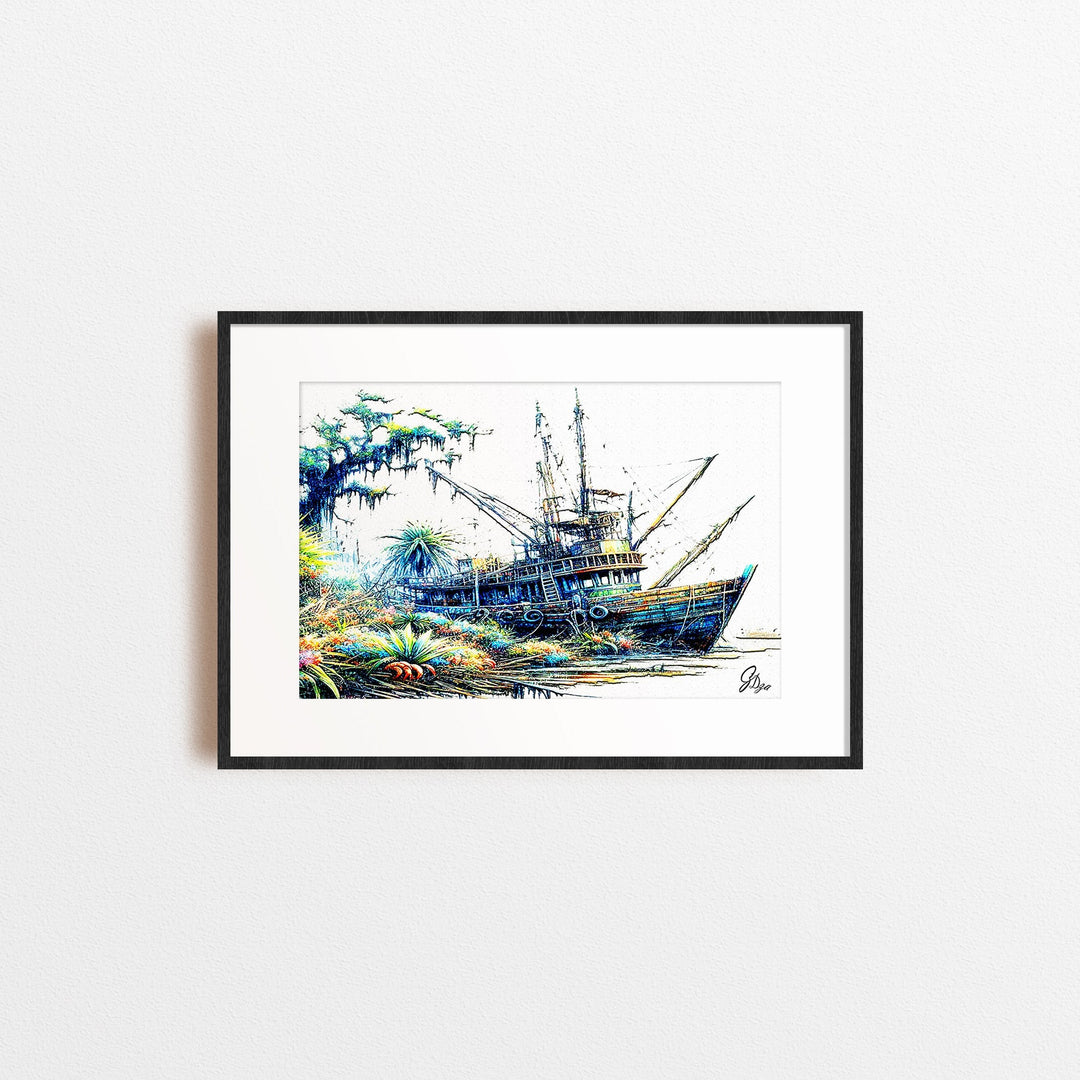 Shrimp Boat Morgan Nautical Wall Art Canvas Print Front View