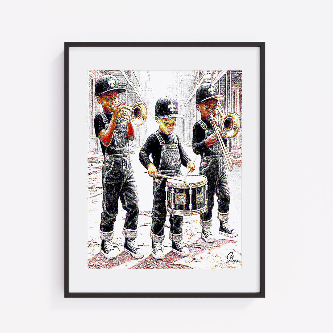 Three in the Easy New Orleans Wall Art Canvas Print Front View