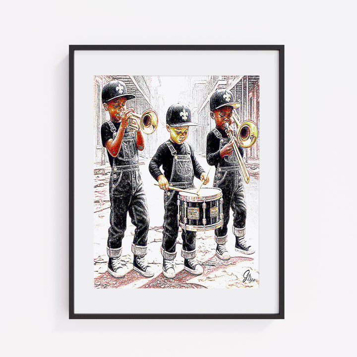 Three in the Easy New Orleans Wall Art Canvas Print Front View