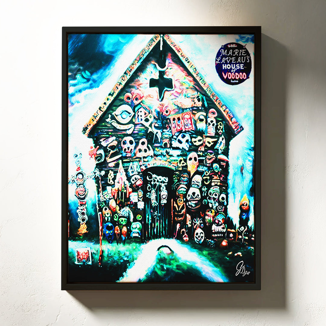 Voodoo House New Orleans Wall Art Canvas Print Front View Floating Frame