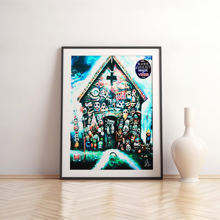 Voodoo House New Orleans Wall Art Canvas Print Front View Matted