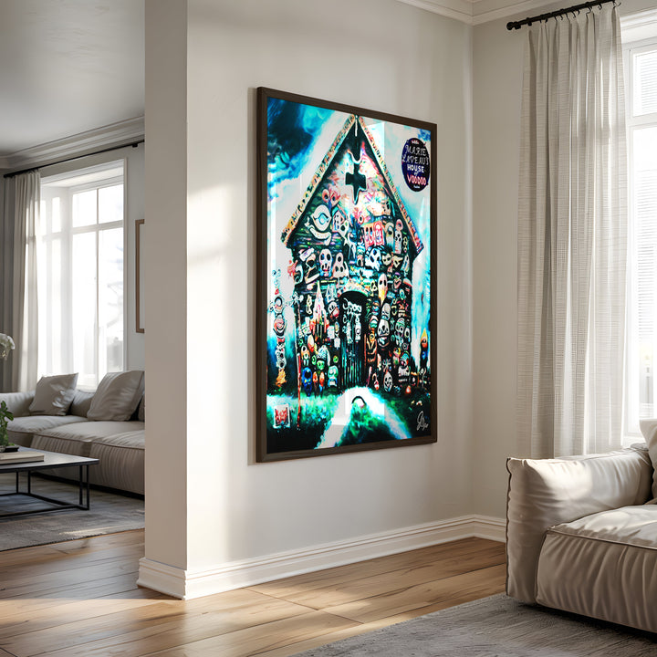 Voodoo House New Orleans Wall Art Canvas Print Side View Black Frame