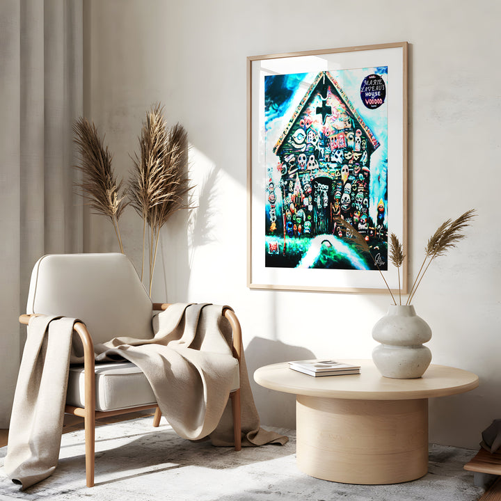 Voodoo House New Orleans Wall Art Canvas Print Side View Gold Frame