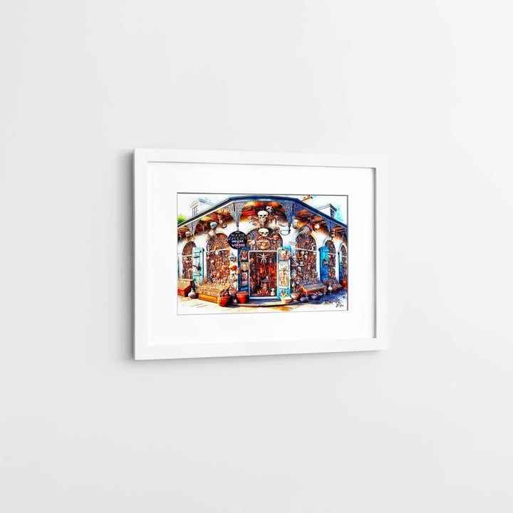 Voodoo Store New Orleans Wall Art Canvas Print Side View White Frame
