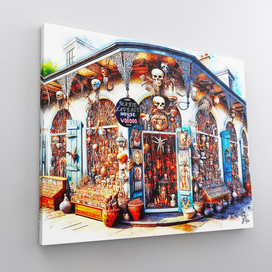 Voodoo Store New Orleans Wall Art Canvas Print Side View Wrapped