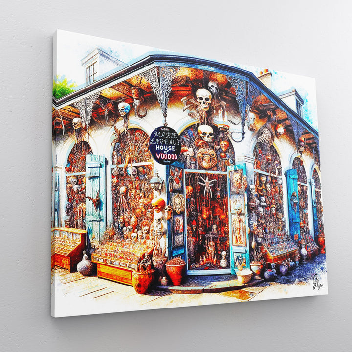 Voodoo Store New Orleans Wall Art Canvas Print Side View Wrapped